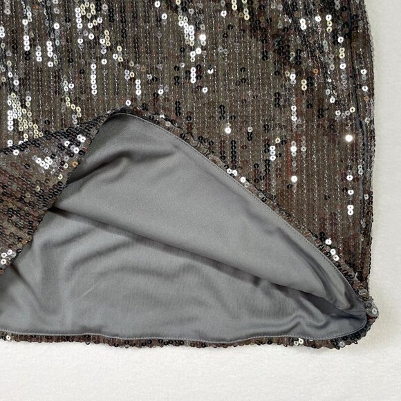 Xhilaration Charcoal Gray Sequins Mini Skirt Metallic Stretch Lined Size L - Picture 2 of 7